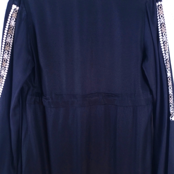 ANGIE Boho Embroidered Tassel Ruffles Dress Black - Picture 7 of 8